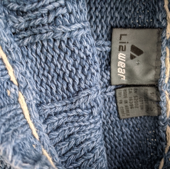 Blue Cotton Embroidered Sweater 80s Vintage S - Picture 4 of 4